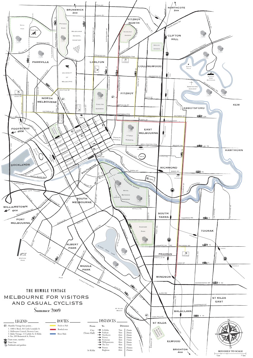 The Humble Vintage map in progress 1.2 sm Humble Vintage Bike Rentals